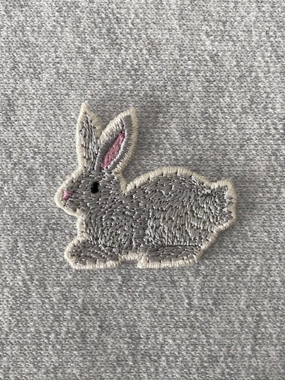 1 Embroidered Little Grey Bunny Iron-on Patch 3.6cm x 3.3cm